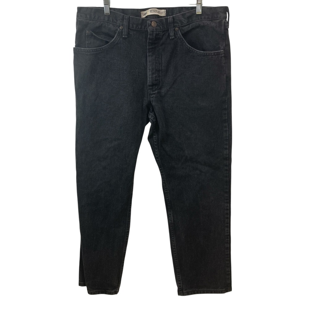 Lee Regular Fit Men's Jeans Size 38x30 Black Denim Cotton Casual Workwear‎
